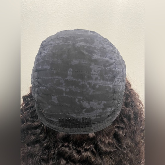 16” Top Quality Virgin Human Hair Kinky Curly 3/4 Half Wig, with combs - Picture 6 of 8